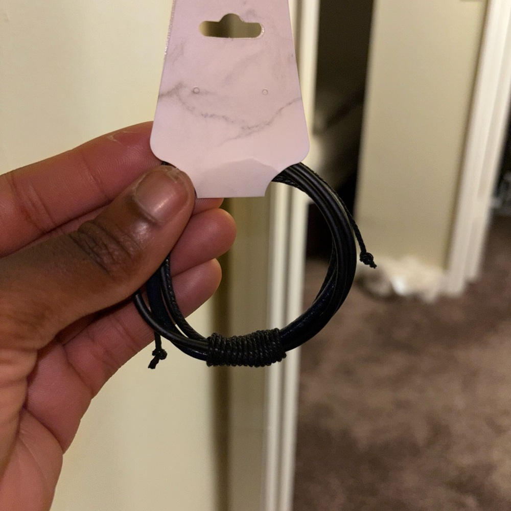 Black Leather Bracelet for Men